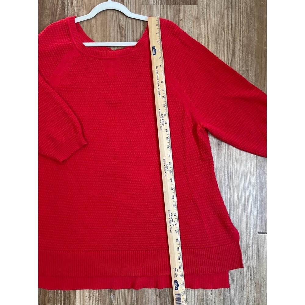 Lane Bryant Plus Red Knit Scoop Neck 3/4 Sleeve Tunic Sweater Size 22/24 ❤️ - Picture 7 of 9